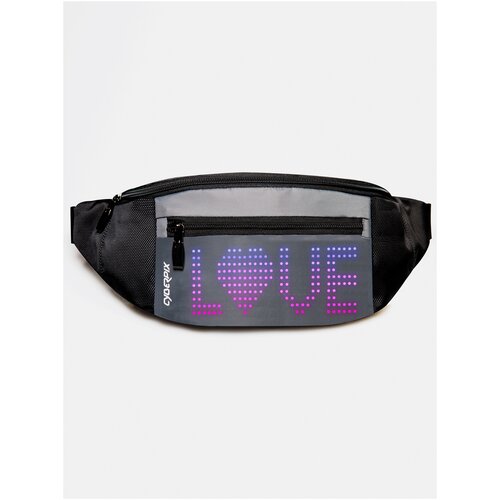 Сумка поясная с LED экраном Cyber bag черная, женская, мужская, через плечо, кросс боди большая бананка, барсетка, подарок крассбоди, с любым принтом