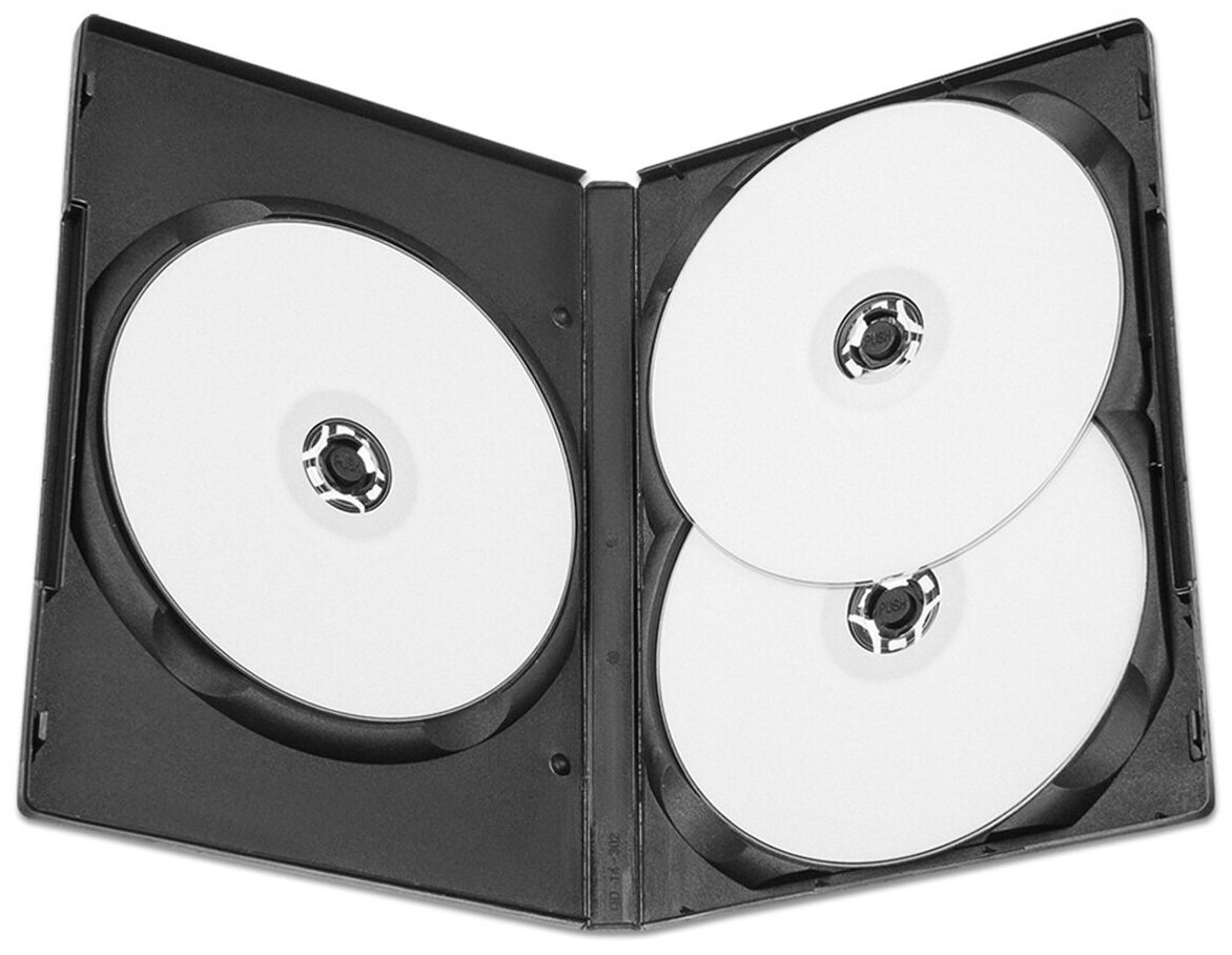Коробка DVD Box для 3 дисков, 14мм черная (без вставки), упаковка 10 шт.
