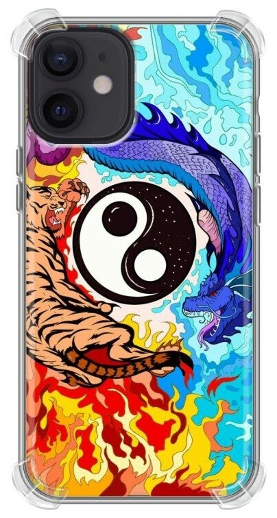 Дизайнерский силиконовый с усиленными углами чехол для Айфон 12 мини / Iphone 12 Mini Инь-Ян