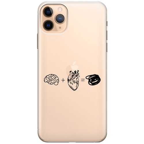 Силиконовый чехол на Apple iPhone 11 Pro Max / Эпл Айфон 11 Про Макс с рисунком Brain Plus Heart силиконовый чехол на apple iphone 11 pro max эпл айфон 11 про макс с рисунком brain plus heart soft touch голубой
