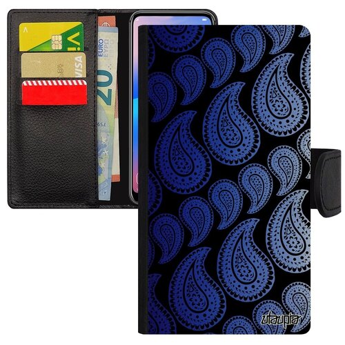 фото Защитный чехол-книжка на смартфон // apple iphone 8 plus // "кружевной узор" цветочный восточный, utaupia, синий