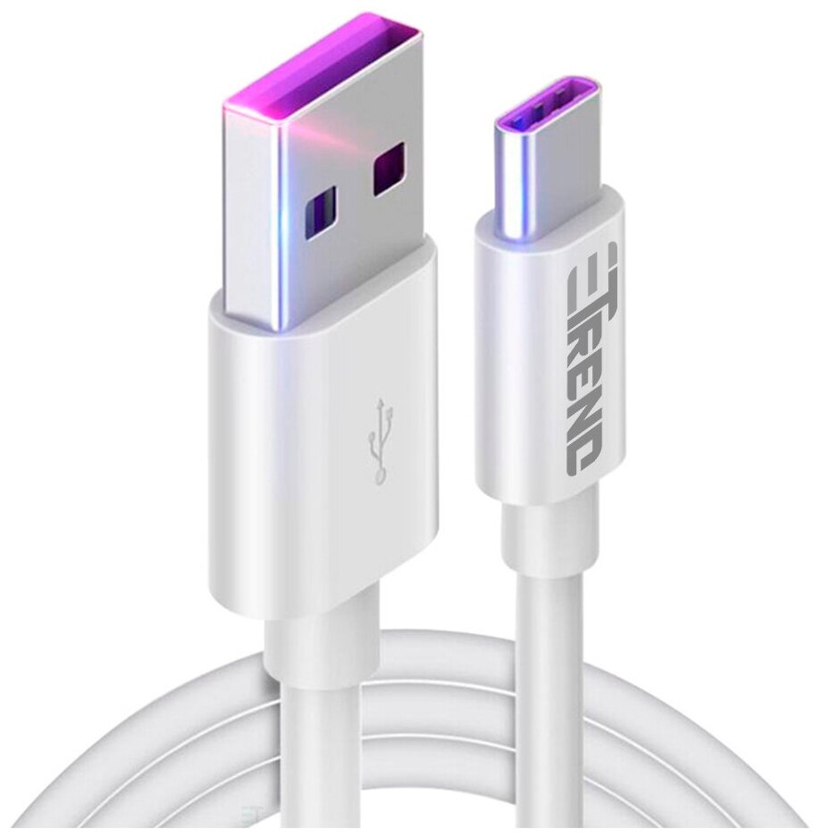 Кабель USB - TypeC 5A для быстрой зарядки и передачи данных (30 см)