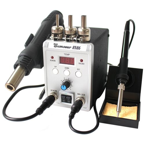 Паяльная станция Sumsour 8586 Silver с паяльником термо феном и цифровой индикацией 397000₽