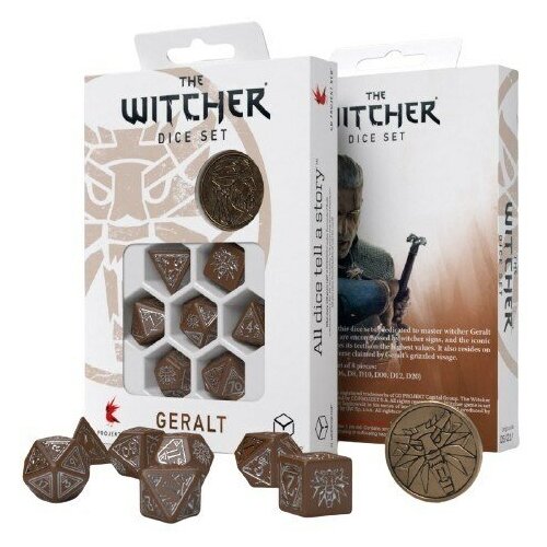 Набор кубиков для настольных ролевых игр (Dungeons and Dragons, DnD, D &D, Pathfinder) - The Witcher Dice Set. Geralt - Roach's Companion