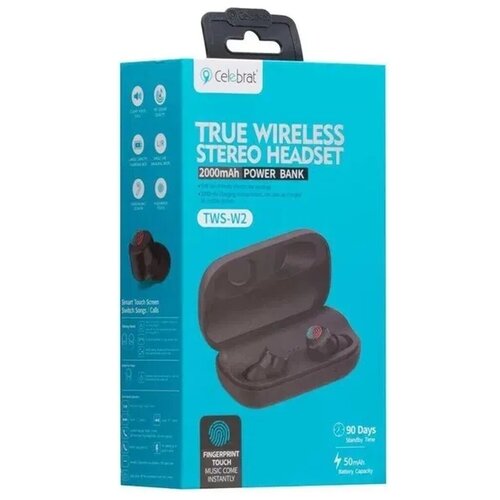 Наушники внутриканальные Celebrat W2 bluetooth цвет черный 250000₽