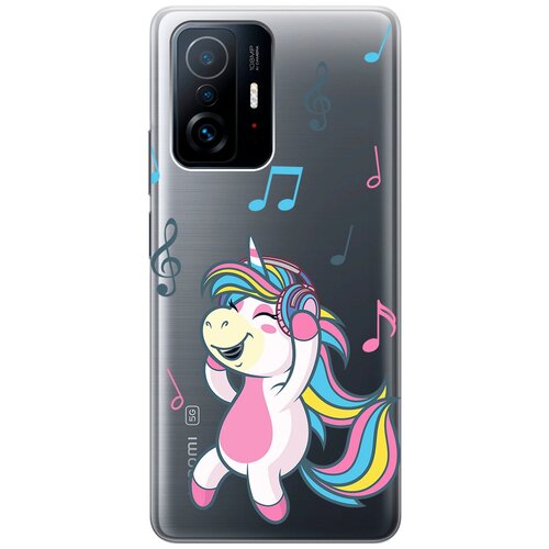 Силиконовый чехол с принтом Musical Unicorn для Xiaomi 11T / 11T Pro / Сяоми 11Т / 11Т Про силиконовый чехол с принтом cocktail splash для xiaomi 11t 11t pro сяоми 11т 11т про