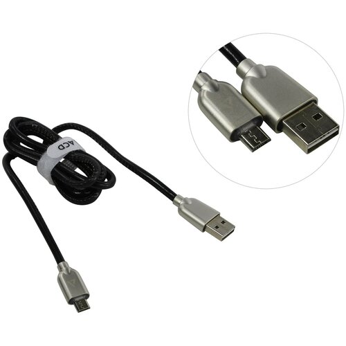 USB кабель ACD-Allure MicroUSB ~ USB-A Кожа, 1м, черный (ACD-U926-M1B) (ACD-U926-M1B) корпус akasa galileo t slim thin mini itx a itx23 m1b a itx23 m1b