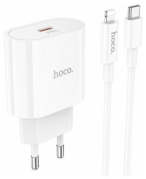 Зарядное устройство Hoco C94A Metro 1xUSB-C 3А PD20W + кабель Lightning 1m White 6931474762184