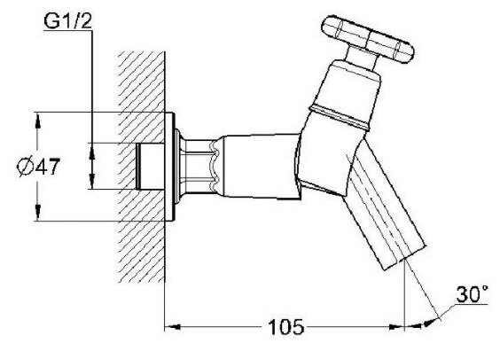 Смеситель настенный Solone JIK22-A102-A на одну воду - фотография № 7