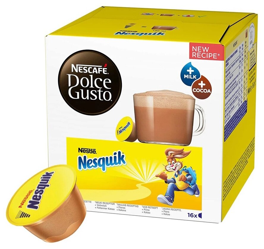 Какао в капсулах Nescafe Dolce Gusto Nesquik, молоко, кокос, интенсивность 3, 16 кап. в уп.