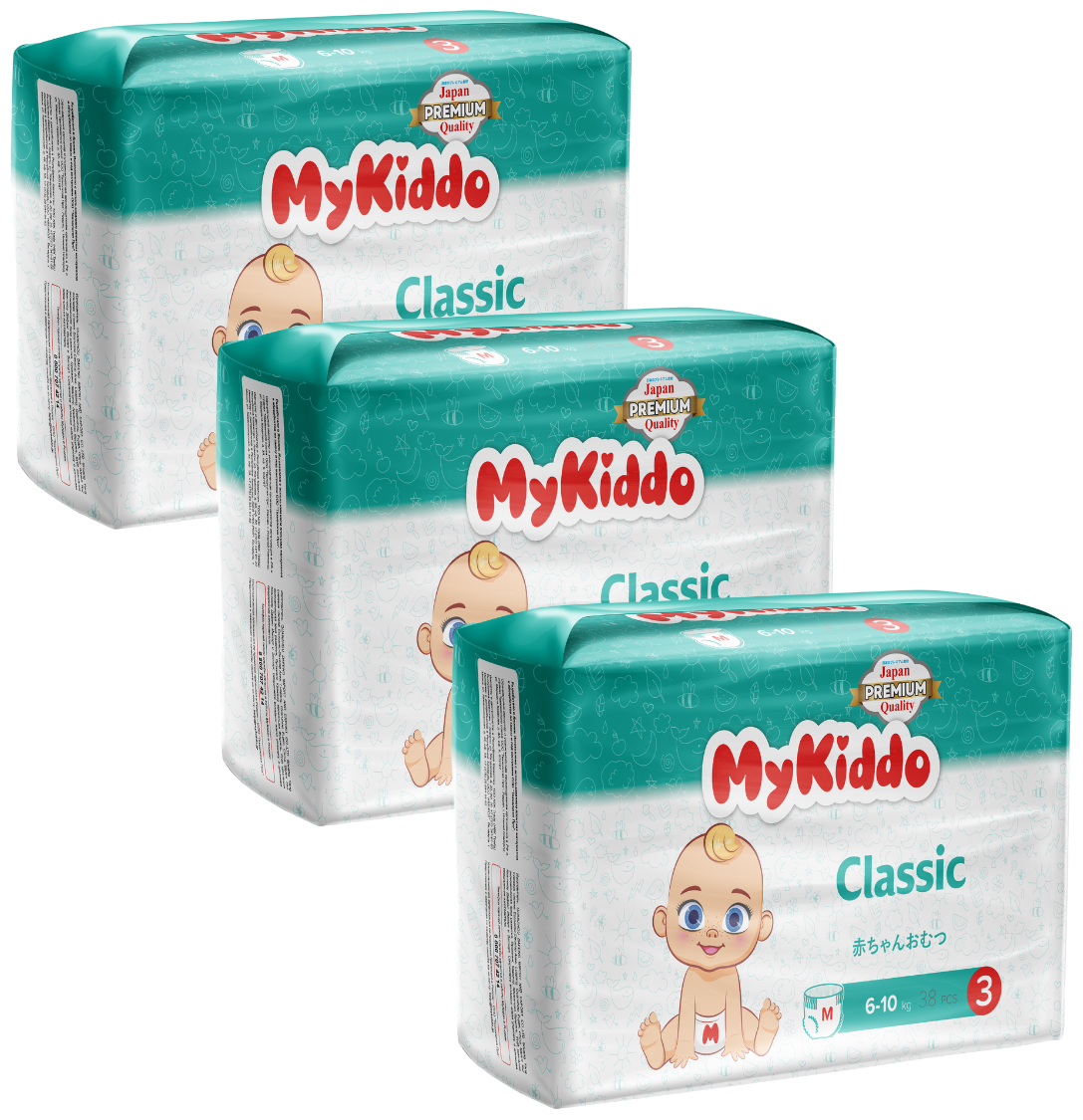 Подгузники трусики детские с индикатором влаги Classic Diapers M (6-10) 114 шт (3 уп х 38 шт)