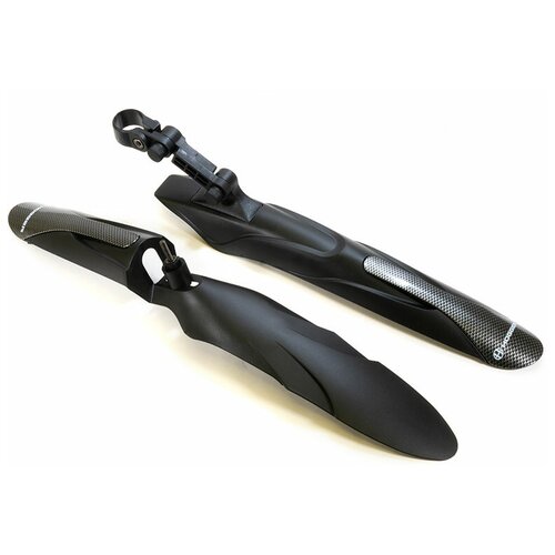 фото Крылья hogger 24-29", к-кт перед./задн., крепеж: перед. в шток вилки, задн. за подседельный штырь; пластик, карбон-черн.