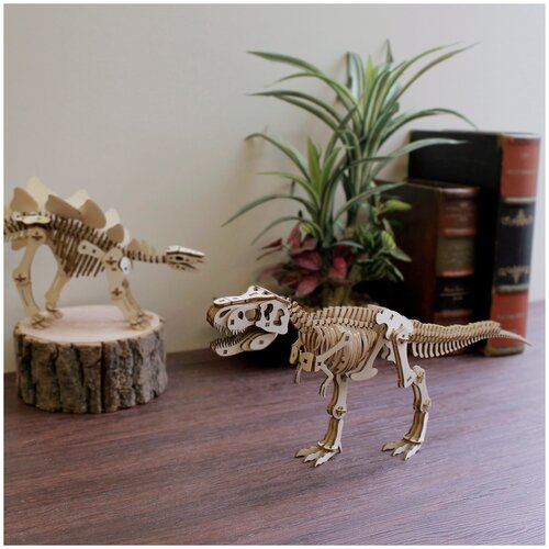 фото Деревянный 3d пазл тиранозавр ki-gu-mi