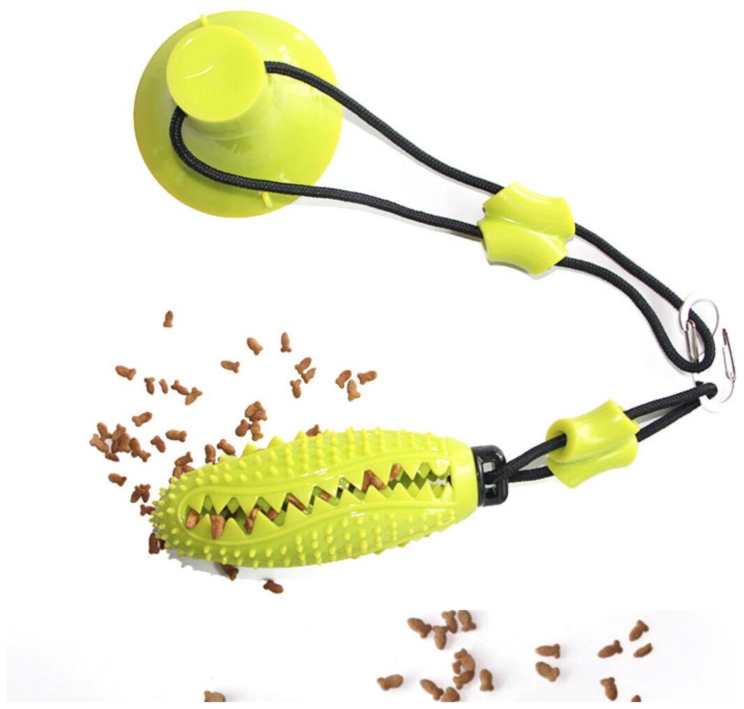 Игрушка для собак с веревкой и креплением/ с присоской с отделением для корма грызак долговременный резиновый
