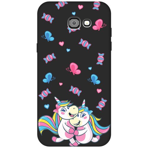 Матовый чехол Unicorns and Candies для Samsung Galaxy A7 (2017) / Самсунг А7 2017 с 3D эффектом черный матовый чехол unicorns and candies для samsung galaxy j3 2017 самсунг джей 3 2017 с 3d эффектом черный