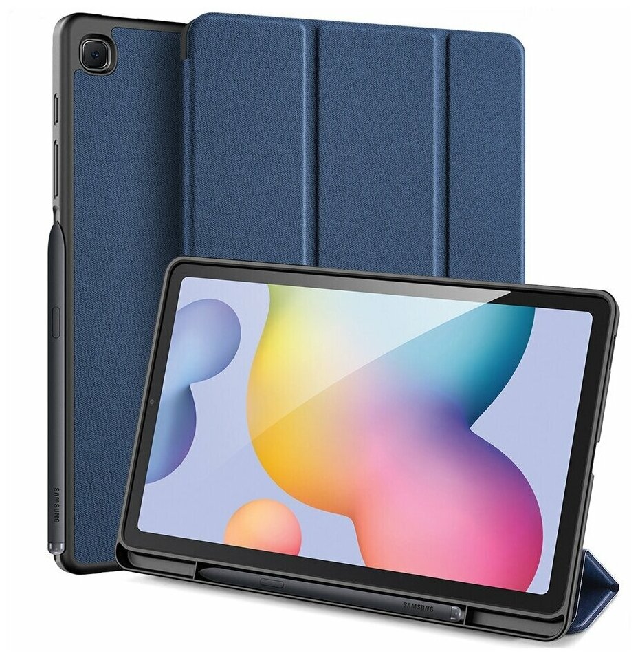 Чехол премиальный для планшета Samsung Galaxy Tab S6 Lite 10.4" с местом для стилуса S Pen, тёмно-синий
