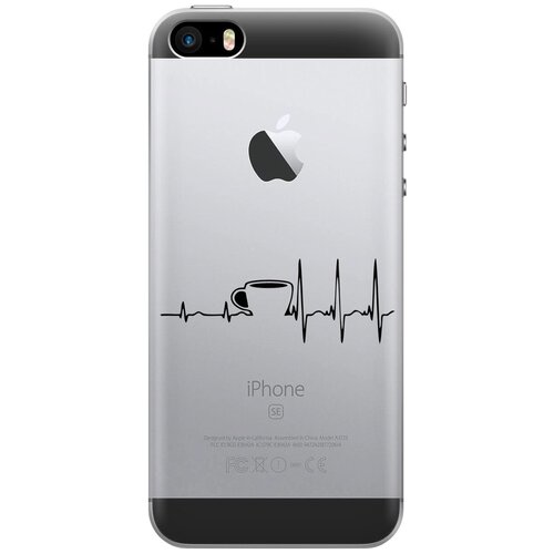 Силиконовый чехол на Apple iPhone SE / 5s / 5 / Эпл Айфон 5 / 5с / СЕ с рисунком Coffee Cardiogram силиконовый чехол на apple iphone se 5s 5 эпл айфон 5 5с се с рисунком fck pattern w soft touch черный