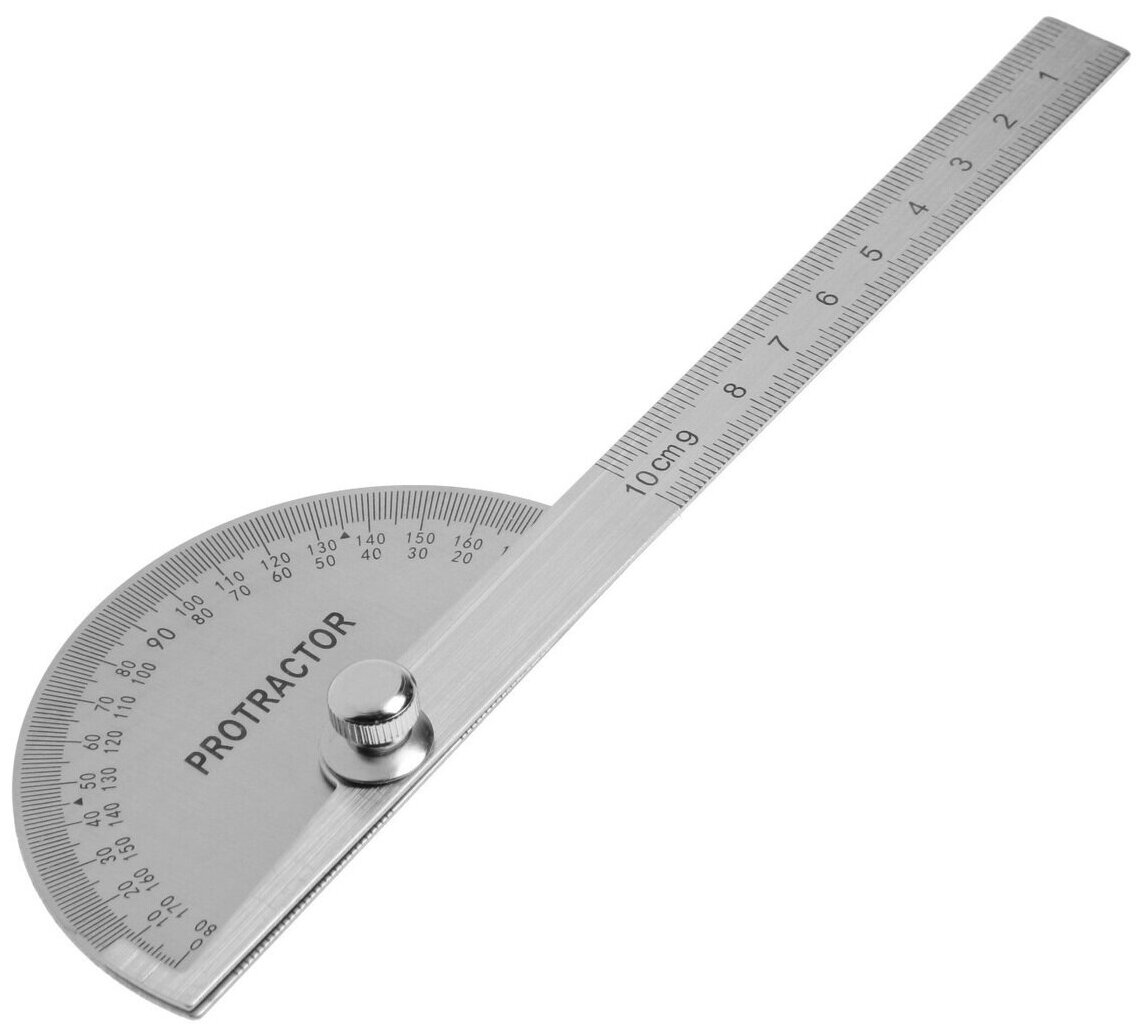 фото Угломер с линейкой TUNDRA, нержавеющая сталь, гравировка, 100 мм, измерительный инструмент (1 шт.)