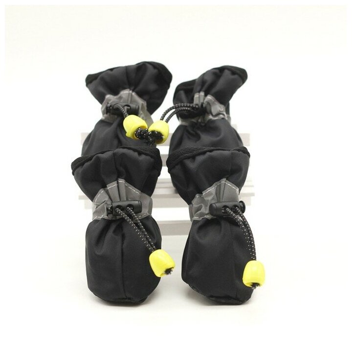 Ботинки для собак КНР "По лужам", набор 4 шт, 4 размер, черные (9078389) - фотография № 1