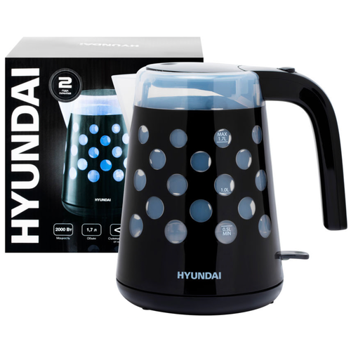 Чайник электрический Hyundai чайник мощностью 2200Вт чайник объемом 17л чайник черного цвета с рисунков в форме кругов 289000₽