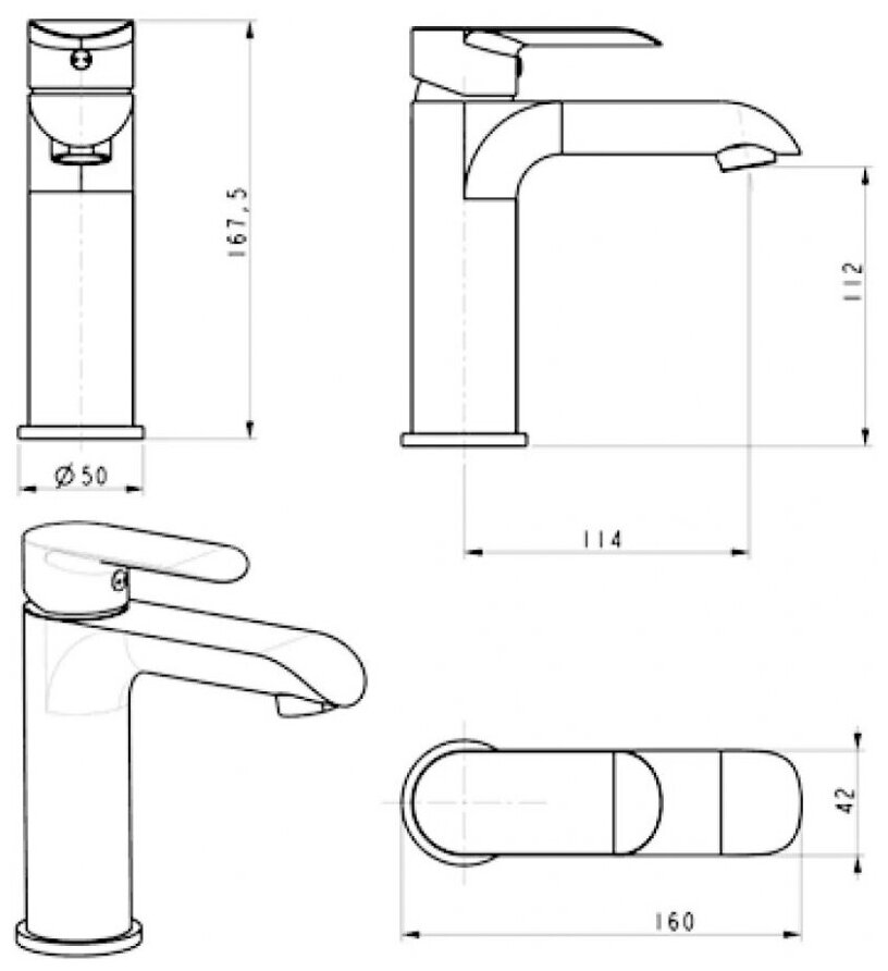 Смеситель для раковины Grocenberg GB2010 хром — фото 1