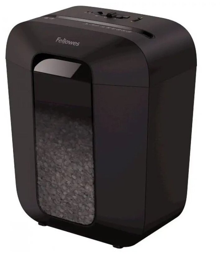 Шредер Fellowes PowerShred LX50 черный (секр. P-4)/перекрестный/9лист./17лтр./скрепки/скобы/пл. карты