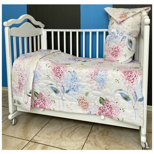 Лайм Тайм 106*145 Одеяло-покрывало Lime Time стеганое поплин рис. Цветущая гортензия