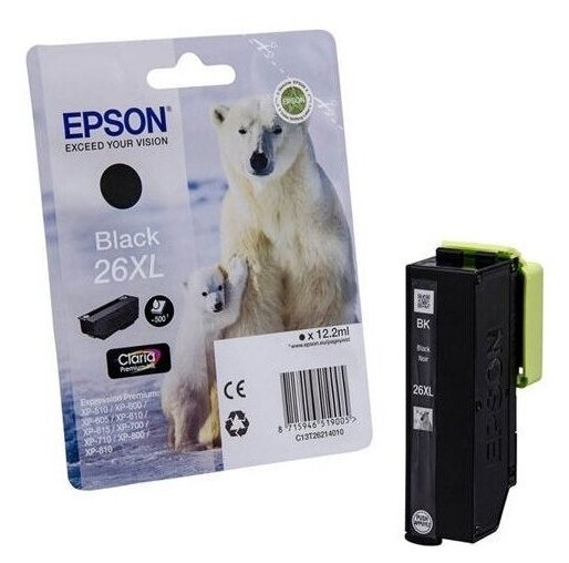 Картридж EPSON T26214012 new XL для XP-600/700/800 черный увеличенный