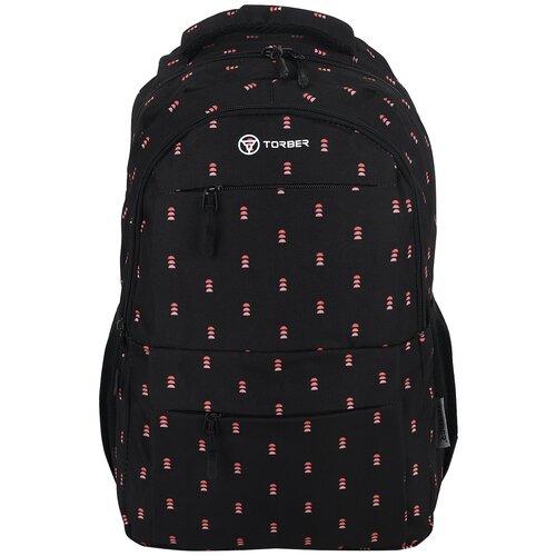 Школьный рюкзак TORBER CLASS X T2602-22-RED-M, красный с орнаментом, 45x30х18 см, 17 л + Мешок для сменной обуви в подарок!
