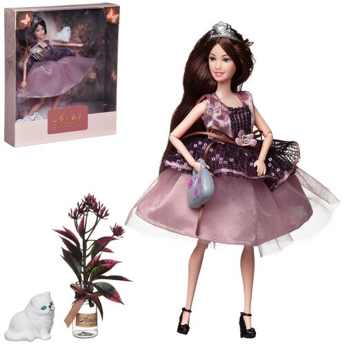 Кукла ABtoys "Королевский прием" с диадемой, котенком, темные волосы 30см PT-01640