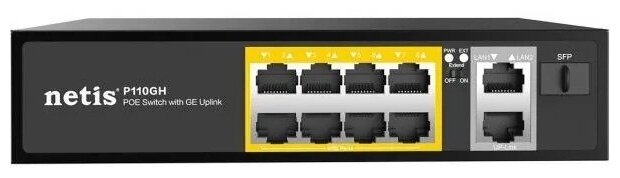 Netis P110GH 10-портовый неуправляемый PoE коммутатор 2Gigabit Ethernet Uplink 8FE PoE 8023af8023at SFP порт