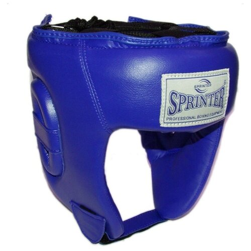 Шлем боксёрский SPRINTER открытый, индивидуальная упаковка. Материал: кожзаменитель. Усиленная защита области ушей, сзади застежка на липучке. Цвета: синий, красный, размер L. : (Синий)