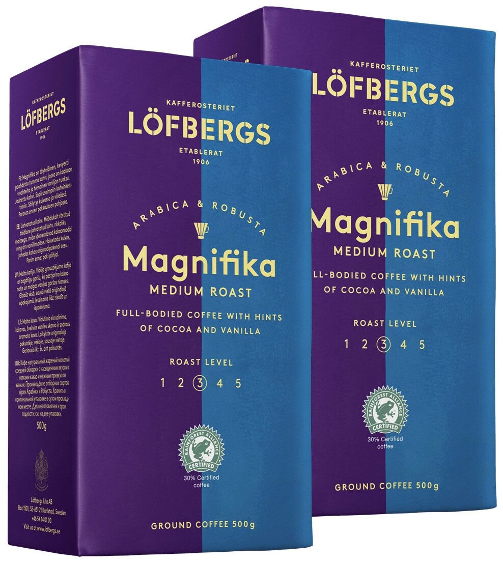 Кофе молотый Löfbergs Magnifika (Магнифика), 2x500г