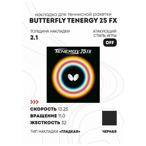 Накладка Butterfly Tenergy 25 Fx цвет черный, толщина 2.1
