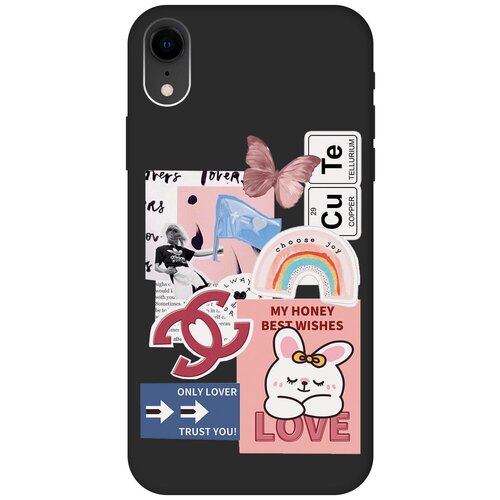 Силиконовый чехол на Apple iPhone XR / Эпл Айфон Икс Эр с рисунком Cute Stickers Soft Touch черный силиконовый чехол на apple iphone xr эпл айфон икс эр с рисунком space stickers soft touch черный