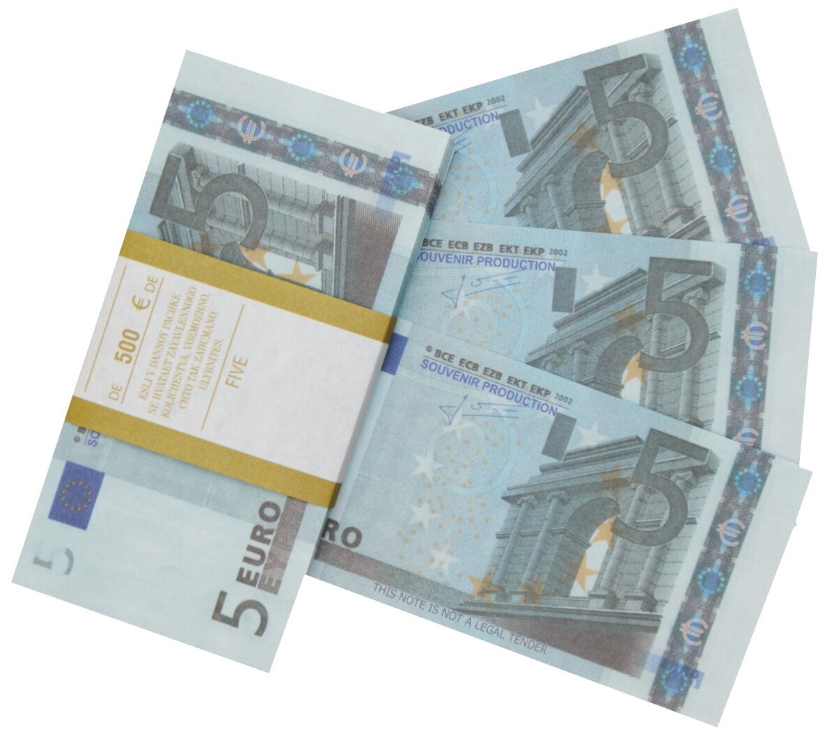 Забавная пачка денег 5 евро, сувенирные деньги для розыгрышей и приколов