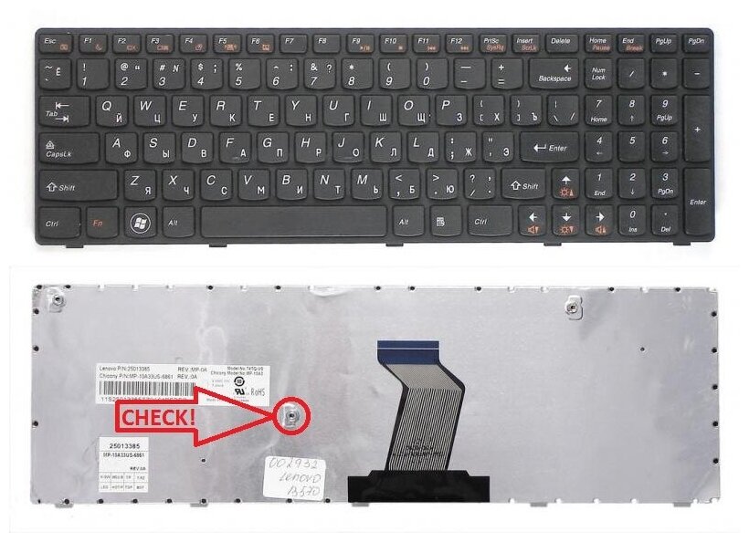 Клавиатура для ноутбука Lenovo V570 B570 G570 Z570 G770 25-013347