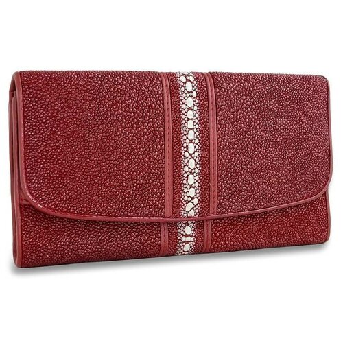 фото Кошелек exotic leather, фактура под рептилию, бордовый, красный