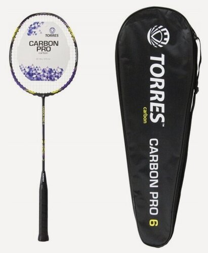 Изображение товара Ракетка для бадминтона Torres Carbon PRO6 BD20521, для продв, стерж/обод из карбона, со струнами, фиол