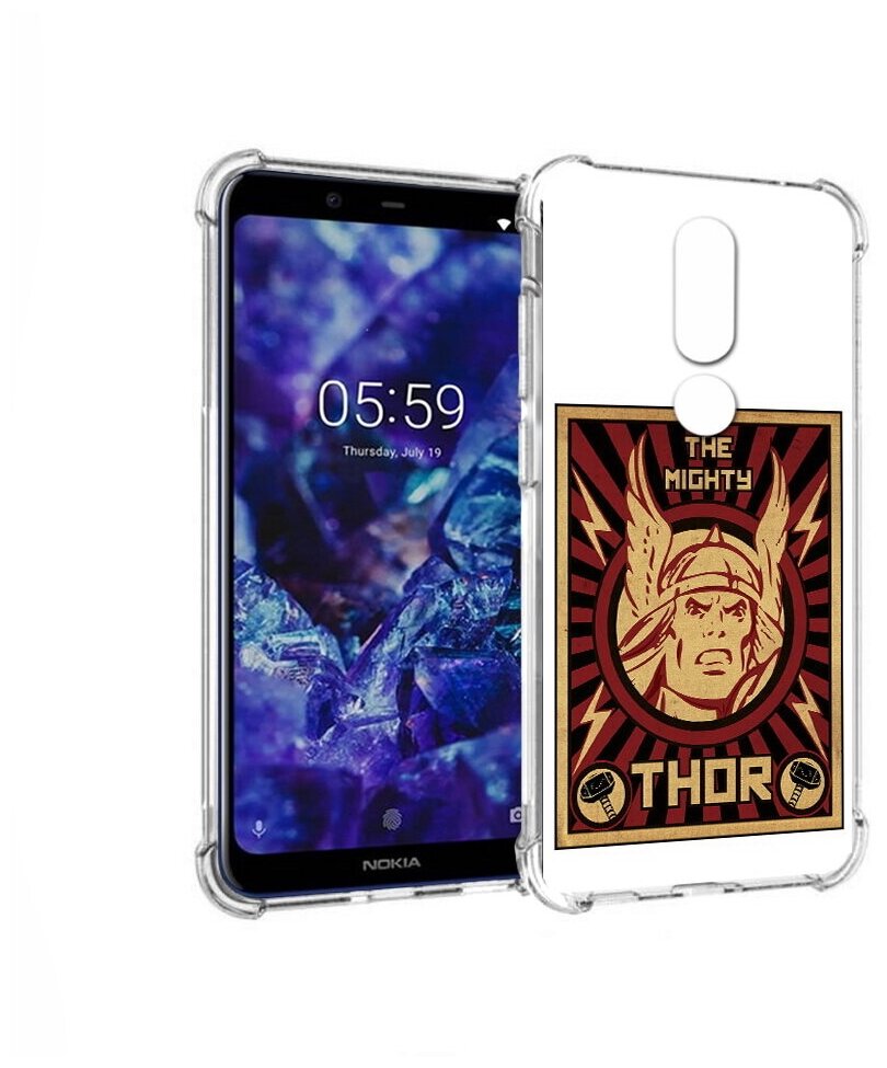 Чехол задняя-панель-накладка-бампер MyPads тор лицо для Nokia 5.1 Plus/Nokia X5 противоударный