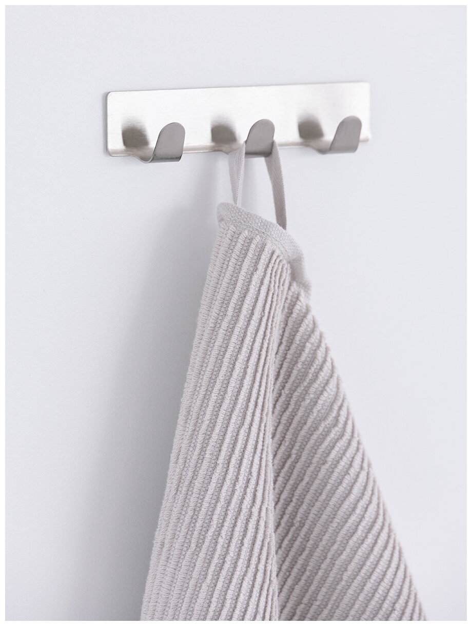 Крючки на липучке DeNASTIA 3 крючка 25х12х17см нержавеющая сталь цвет серый A000089