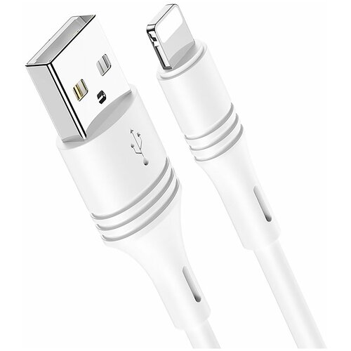 Кабель Borofone BX43, USB - Lightning, 2.4 A, 1 м, белый кабель usb type c borofone bx43 белый