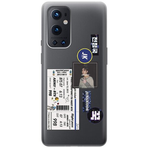 Силиконовый чехол с принтом BTS Stickers для OnePlus 9 Pro / ВанПлюс 9 Про силиконовый чехол на oneplus 9 pro ванплюс 9 про с 3d принтом allergy прозрачный