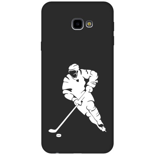 Матовый чехол Hockey W для Samsung Galaxy J4+ / Самсунг Джей 4 плюс с 3D эффектом черный матовый чехол trekking w для samsung galaxy j4 самсунг джей 4 плюс с 3d эффектом черный