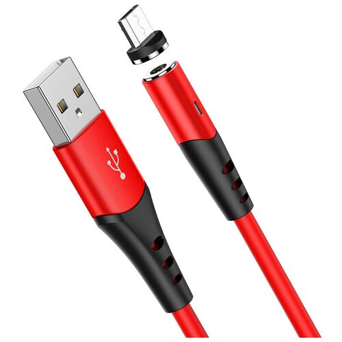 Кабель USB HOCO X60 Honorific, USB - MicroUSB, 2А, 1 м, красный, с магнитным выходом кабель usb hoco u76 fresh magnetic usb microusb 2а 1 2 м с магнитным выходом