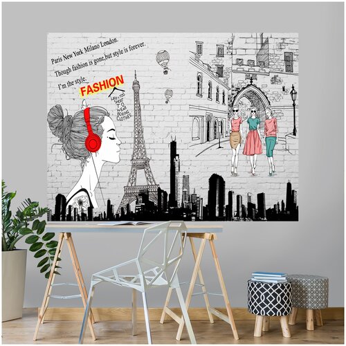 Фотообои флизелиновые Hit Wall Граффити Париж и стильные девушки детскую 200х150 на стену 3450₽