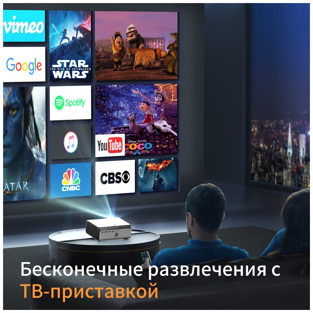 Мультимедийный портативный проектор VANKYO Leisure 495W Dolby Audio подключение через 5G WiFi поддержка Bluetooth