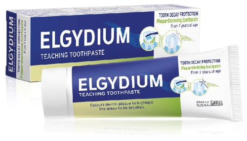 Зубная паста для детей от 7 лет Elgydium от кариеса, Эльгидиум, с индикацией налета, Plaque-disclosing , Франция, 50 мл
