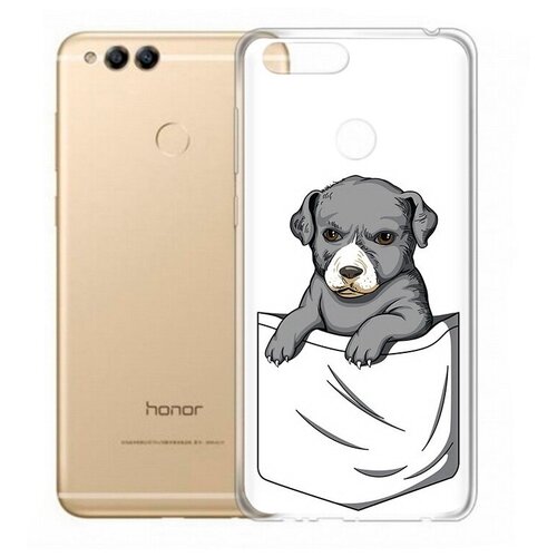 Чехол задняя-панель-накладка-бампер MyPads собачка в кармане для Huawei Honor 7X противоударный