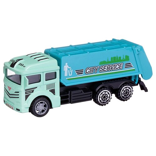 Мусоровоз Junfa toys Спецтехника. Мусоровоз (WT-07160), 12 см, голубой машинка junfa спецтехника мусоровоз инерционная металлическая wt 07160